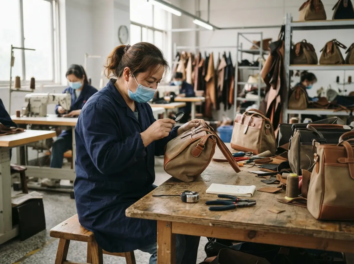 Quality control inspection of finished handbags